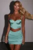 Shine On Ruched Satin Bustier Crop Top in Teal sold by Oh Polly