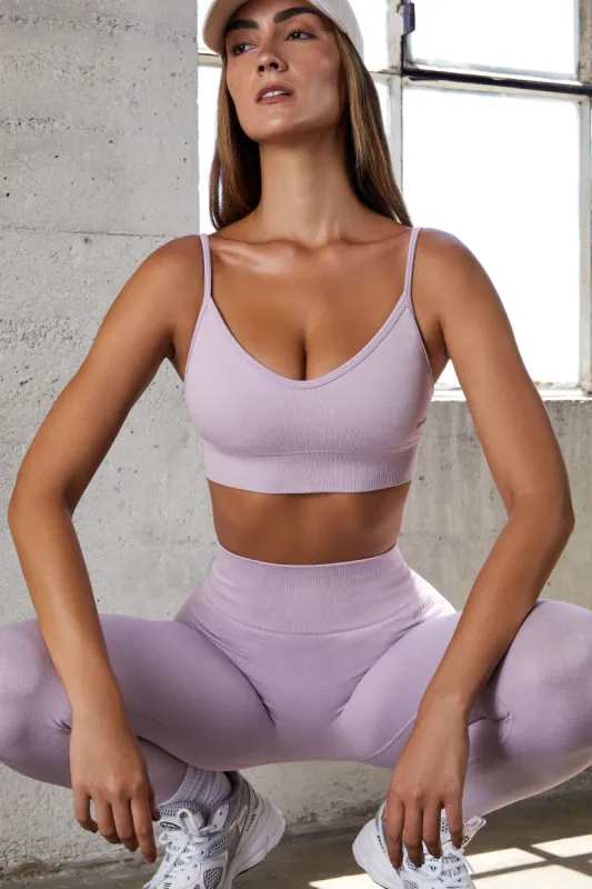 Seamless Scoop Neck Sports Bra in Lilac sold by Oh Polly