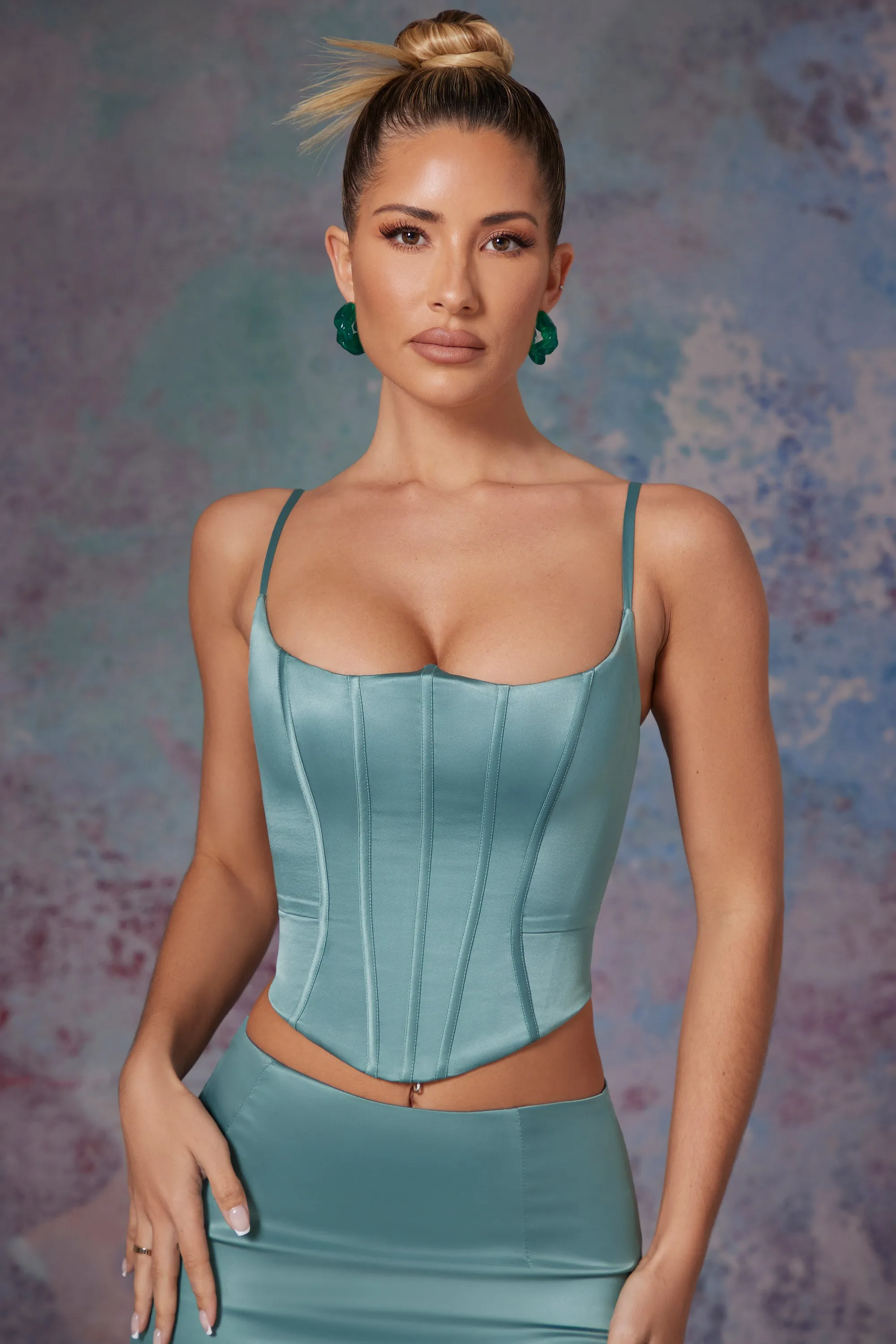Push Up Full Length Corset in Light Teal sold by Oh Polly product image thumbnail 5