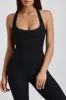 Petite Ribbed Modal Lace-Trim Jumpsuit in Black sold by Oh Polly