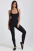 Petite Ribbed Modal Lace-Trim Jumpsuit in Black sold by Oh Polly