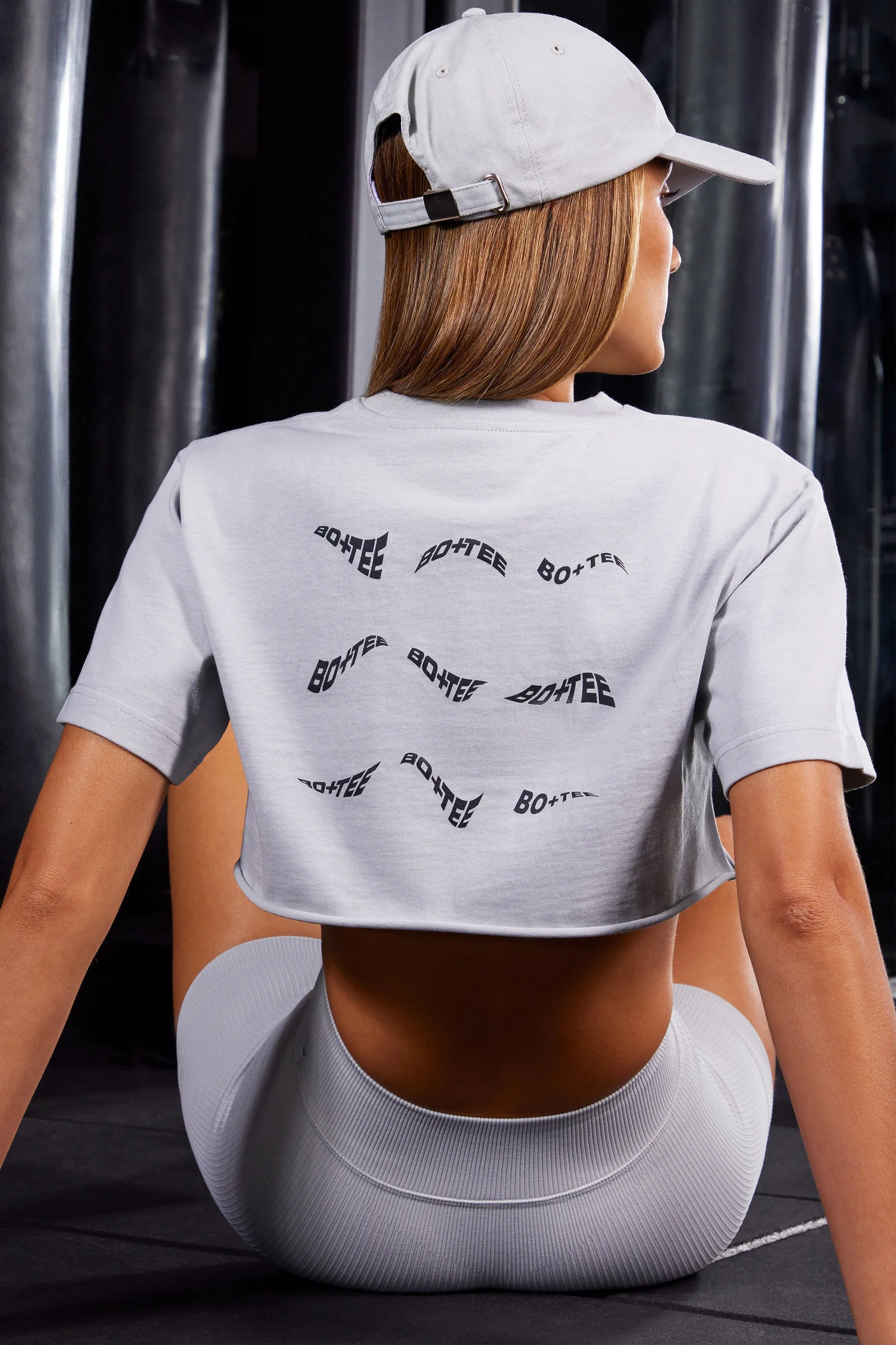 Short Sleeve Cropped T-Shirt in Grey sold by Oh Polly