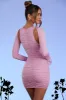 Low Plunge Ruched Mini Dress in Pink sold by Oh Polly