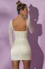 Long Sleeve Mesh Corset Mini Dress in White sold by Oh Polly
