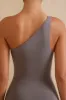 Petite Single Strap Asymmetric Jumpsuit in Grey sold by Oh Polly