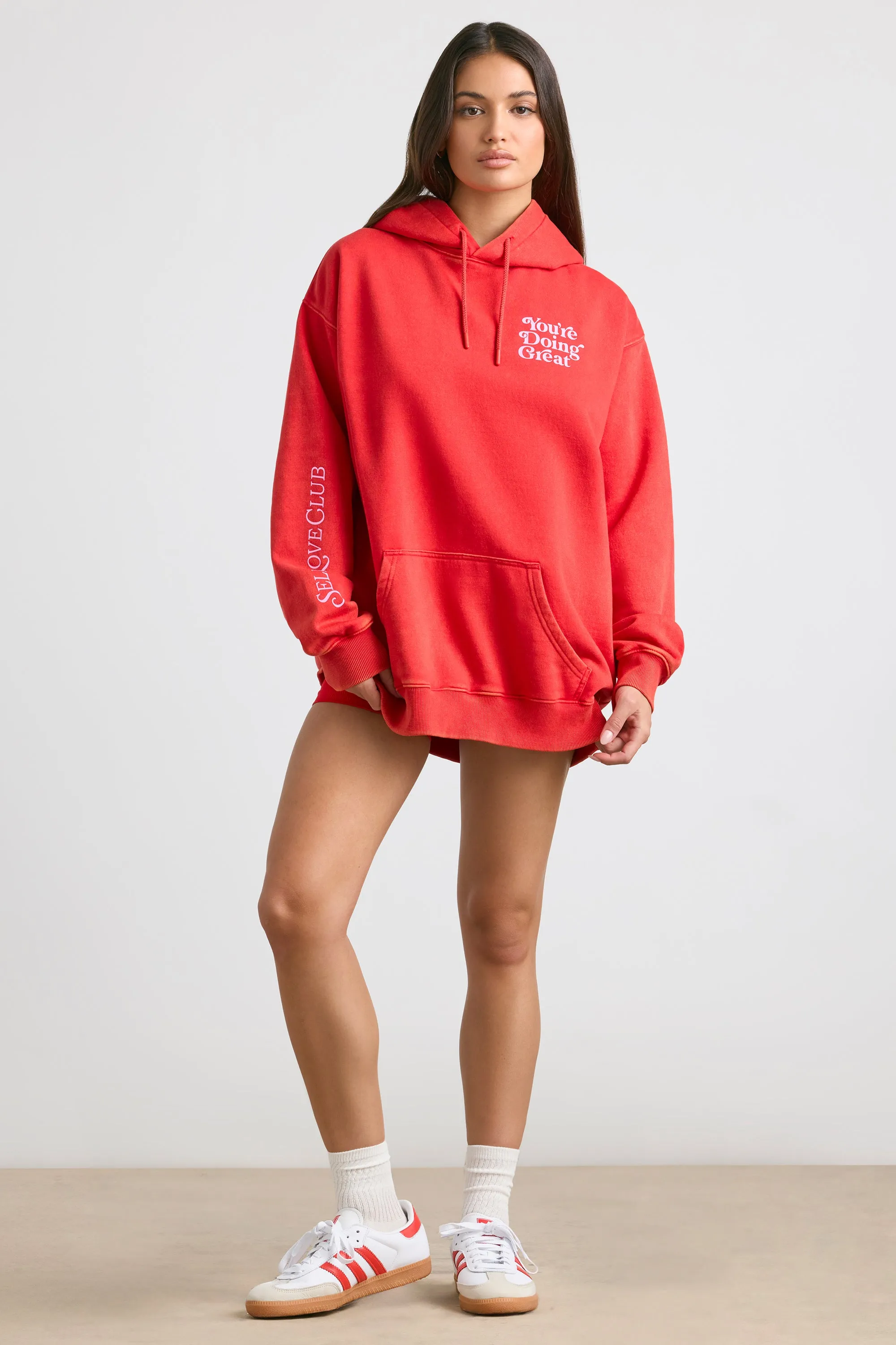 Soft Cotton Jersey Oversized Hoodie in Red sold by Oh Polly product image thumbnail 5