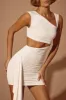 Asymmetric Ruched Mini Dress in Ivory sold by Oh Polly