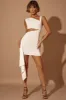 Asymmetric Ruched Mini Dress in Ivory sold by Oh Polly