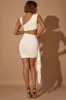 Asymmetric Ruched Mini Dress in Ivory sold by Oh Polly