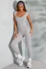Petite Open Back Scoop Neck Jumpsuit in Marled Grey sold by Oh Polly