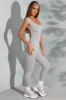Petite Open Back Scoop Neck Jumpsuit in Marled Grey sold by Oh Polly