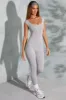 Petite Open Back Scoop Neck Jumpsuit in Marled Grey sold by Oh Polly