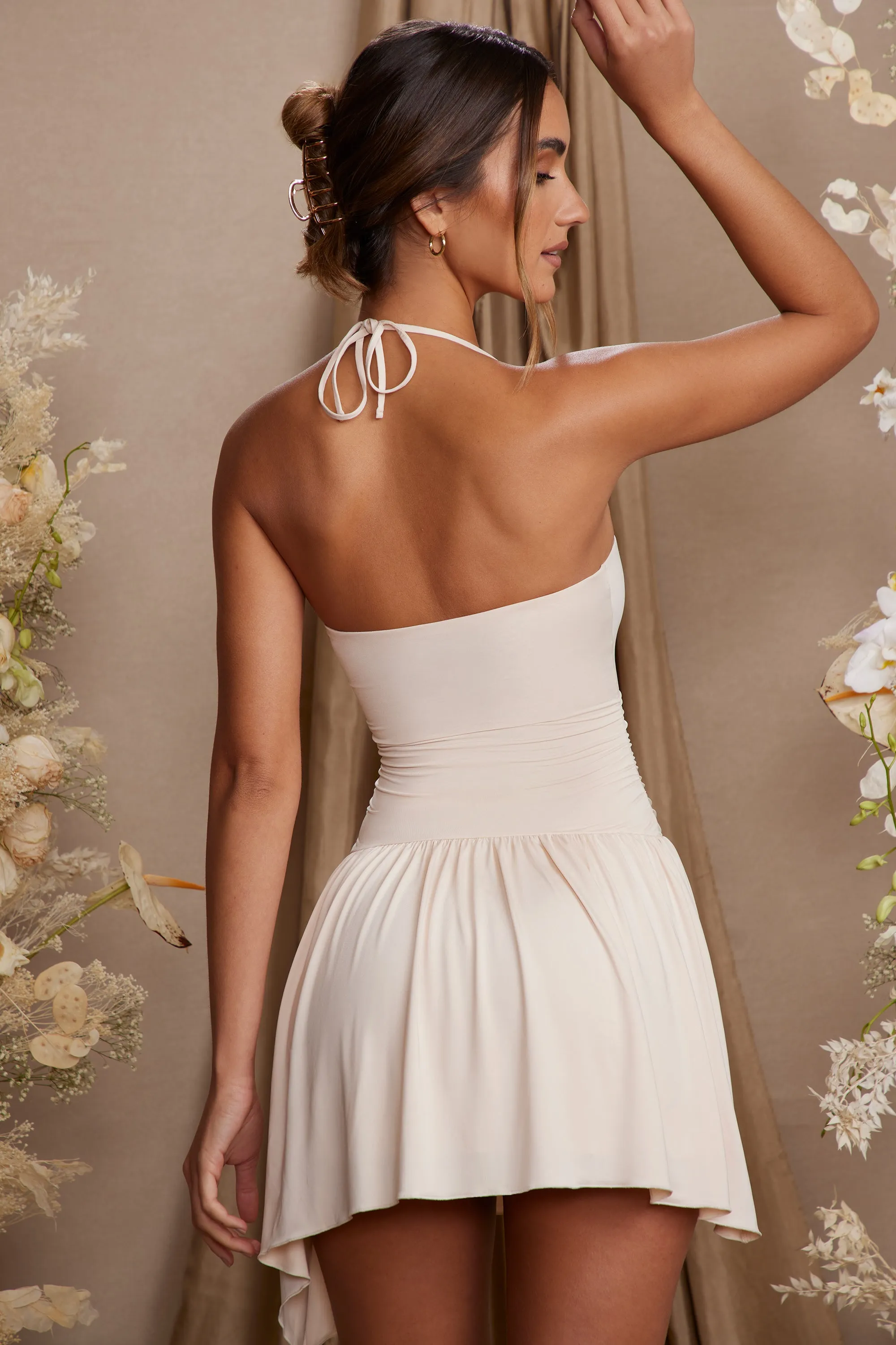 Imperia Asymmetric Dress 新品・ハンガー・タグ付 Halter Neck Asymmetric Mini Dress in Cream | Parallel
