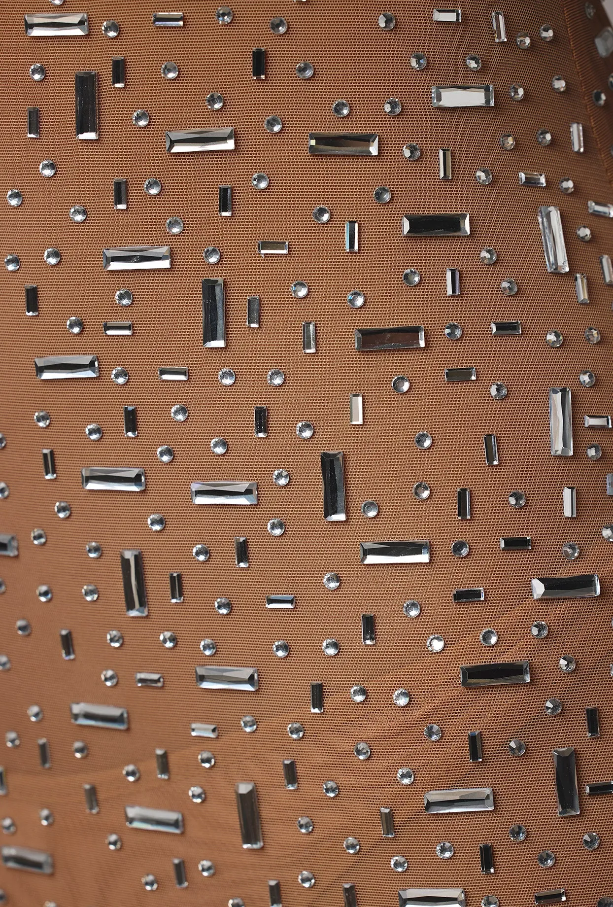 Sheer Embellished Long Sleeve Evening Gown in Almond sold by Oh Polly product image thumbnail 5