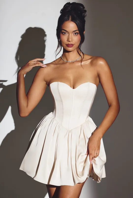 Corset Tulle Mini Dress in Ivory sold by Oh Polly