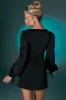 Balloon Sleeve Mini Dress in Black sold by Oh Polly