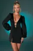 Balloon Sleeve Mini Dress in Black sold by Oh Polly