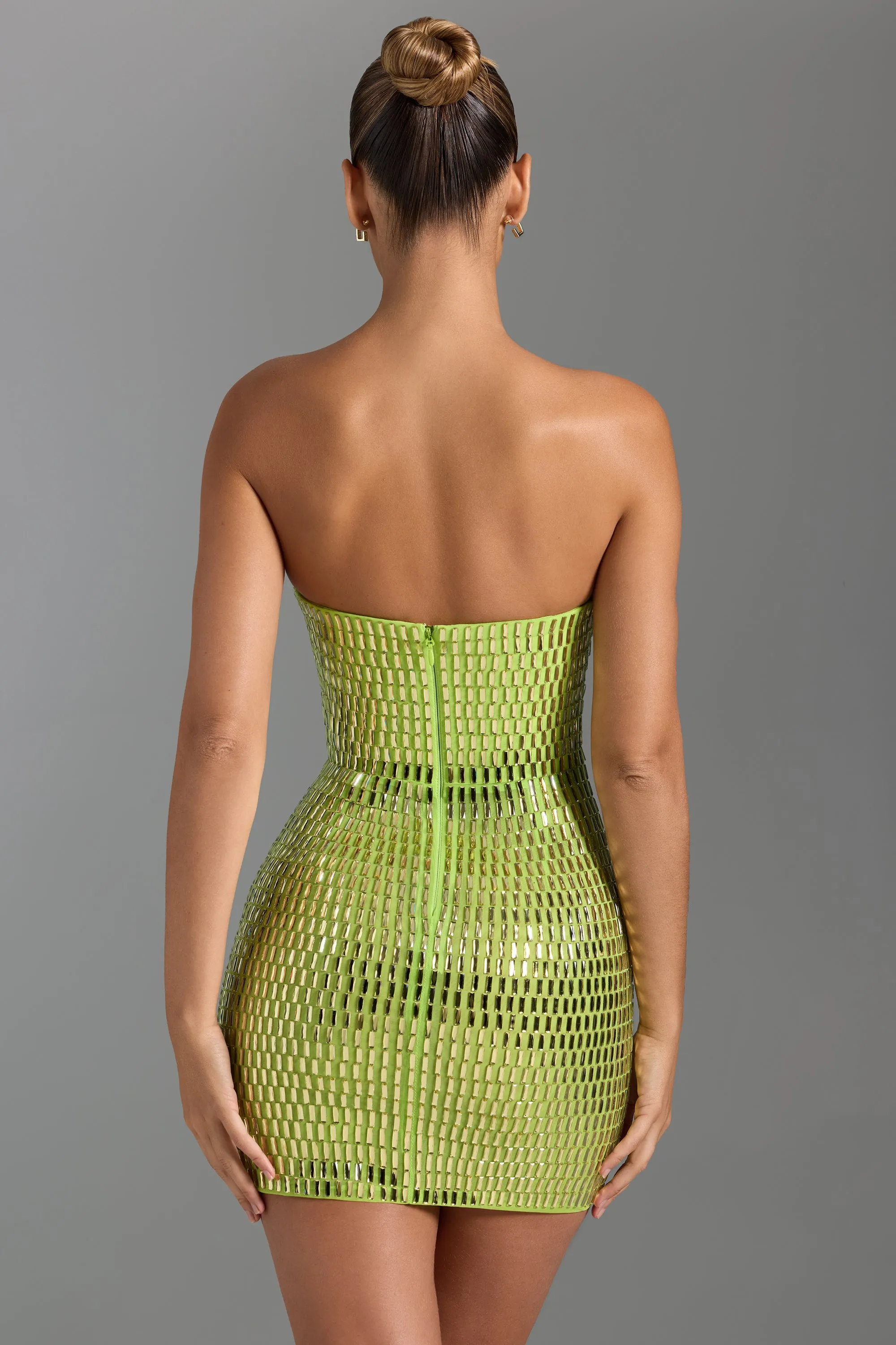 Embellished Bandeau Mini Dress in Pear Green sold by Oh Polly product image thumbnail 3