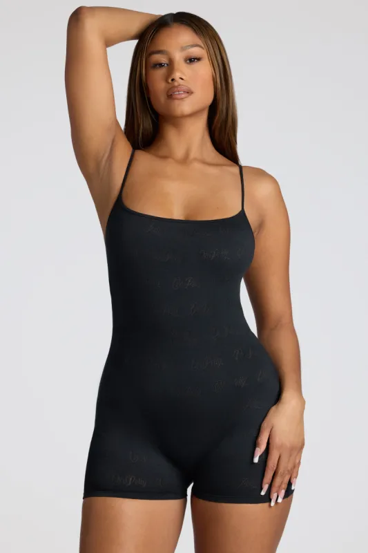 Strappy Low Back Pointelle Romper in Black sold by Oh Polly