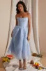Strapless Corset Tulle Midi Dress in Blue sold by Oh Polly