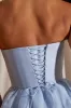 Strapless Corset Tulle Midi Dress in Blue sold by Oh Polly
