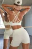 Scoop Neck Multi Strap Sports Bra in Ivory sold by Oh Polly