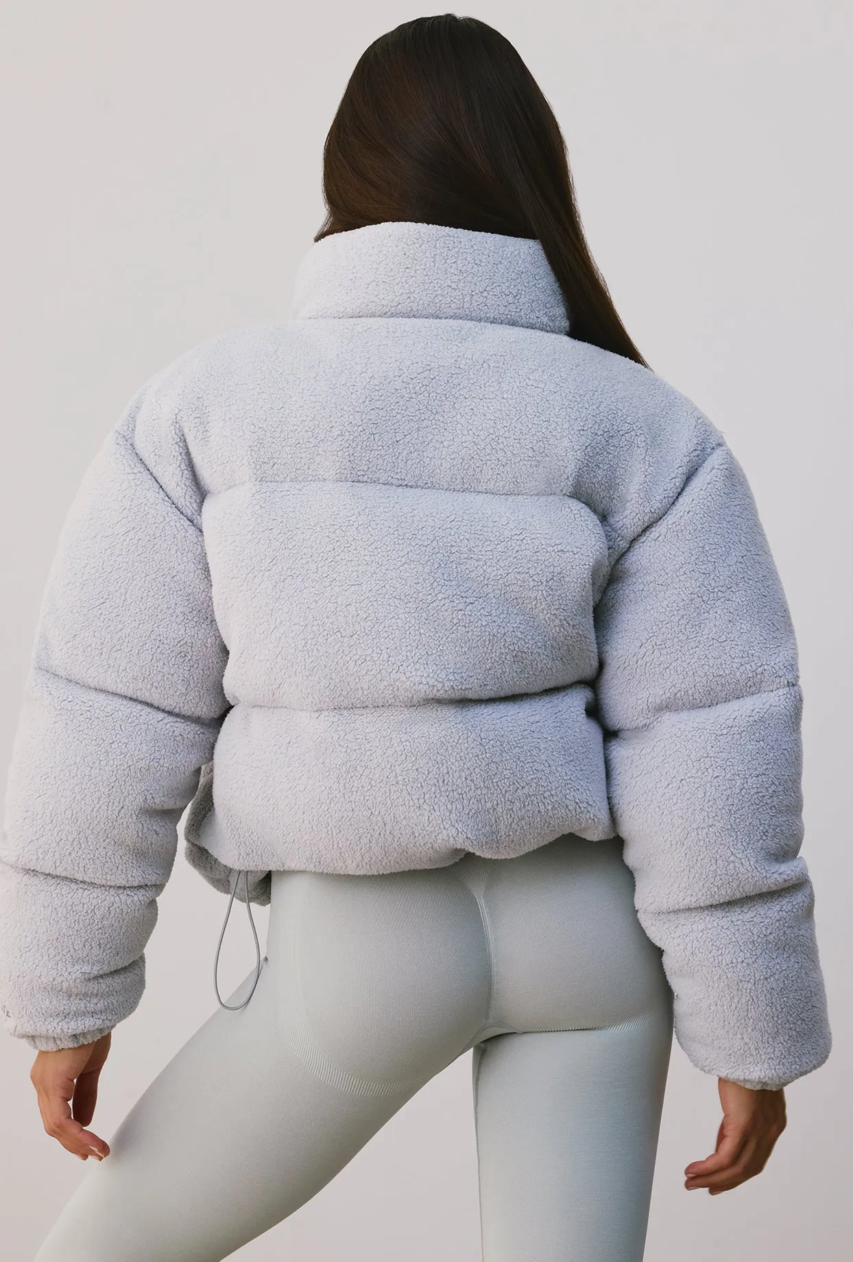 Terry Fleece Puffer Jacket in Grey sold by Oh Polly product image thumbnail 2