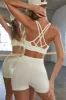 Scoop Neck Multi Strap Sports Bra in Ivory sold by Oh Polly