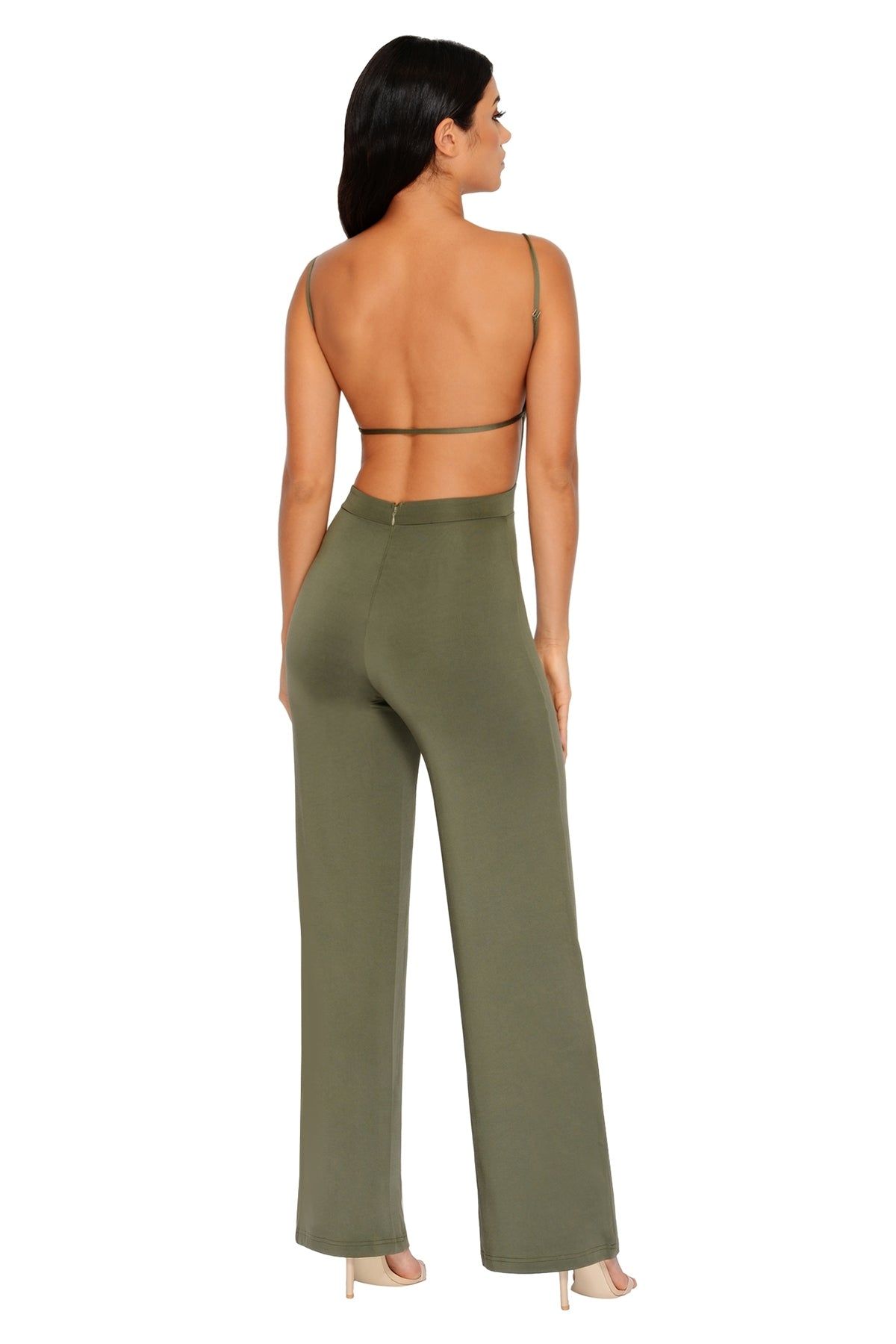 Go With The Flow Strappy Wide Leg Jumpsuit in Khaki sold by Oh Polly product image thumbnail 10