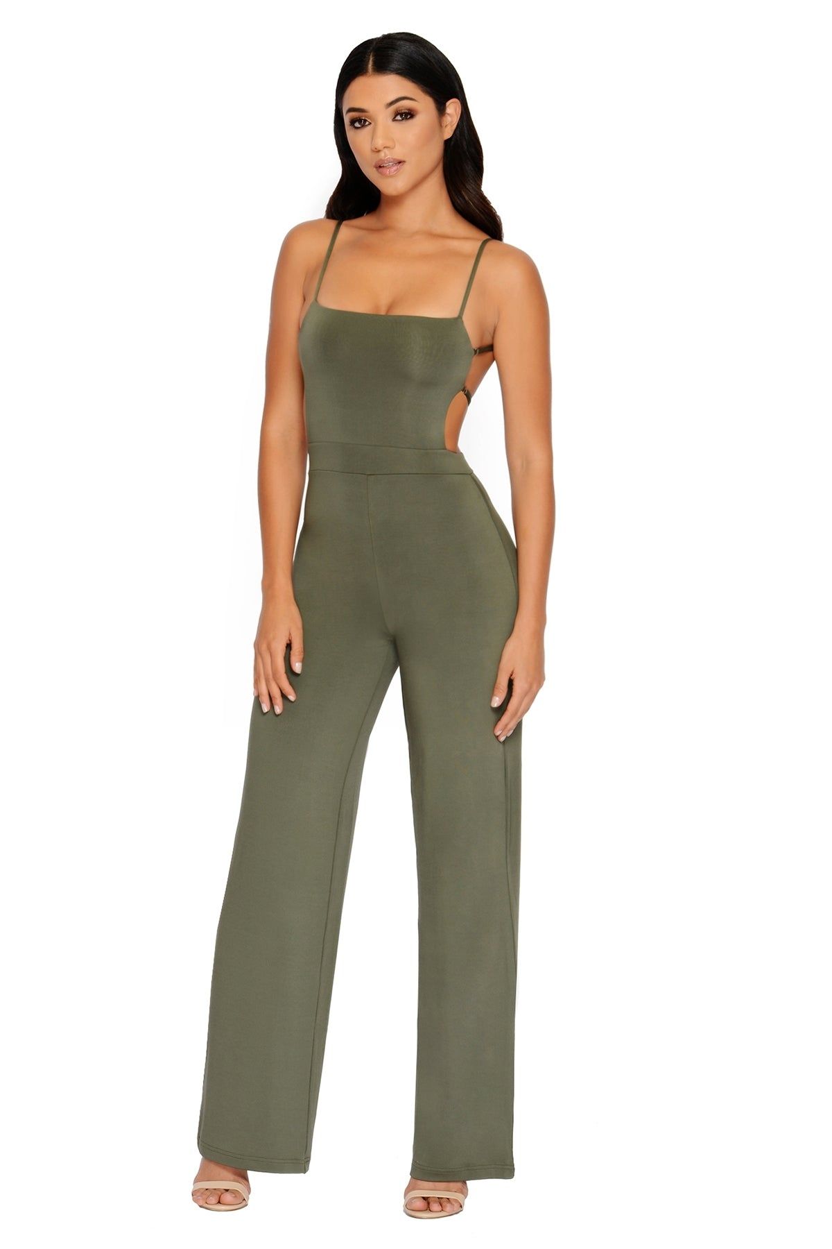 Go With The Flow Strappy Wide Leg Jumpsuit in Khaki sold by Oh Polly product image thumbnail 9