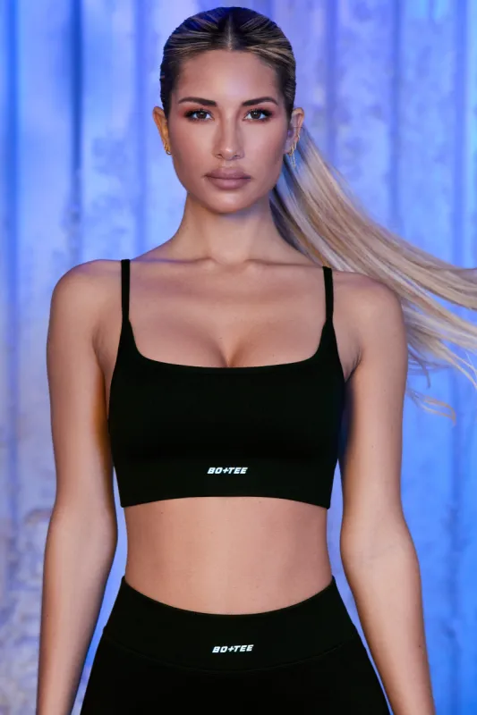 Strappy Sports Bra in Black sold by Oh Polly