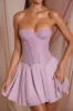 Strapless Lace Corset Mini Dress in Dusty Pink sold by Oh Polly