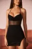 Embellished Cowl Mini Dress in Black sold by Oh Polly