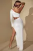 Single Sleeve Cut Out Maxi Dress in Off White sold by Oh Polly