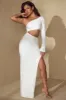 Single Sleeve Cut Out Maxi Dress in Off White sold by Oh Polly