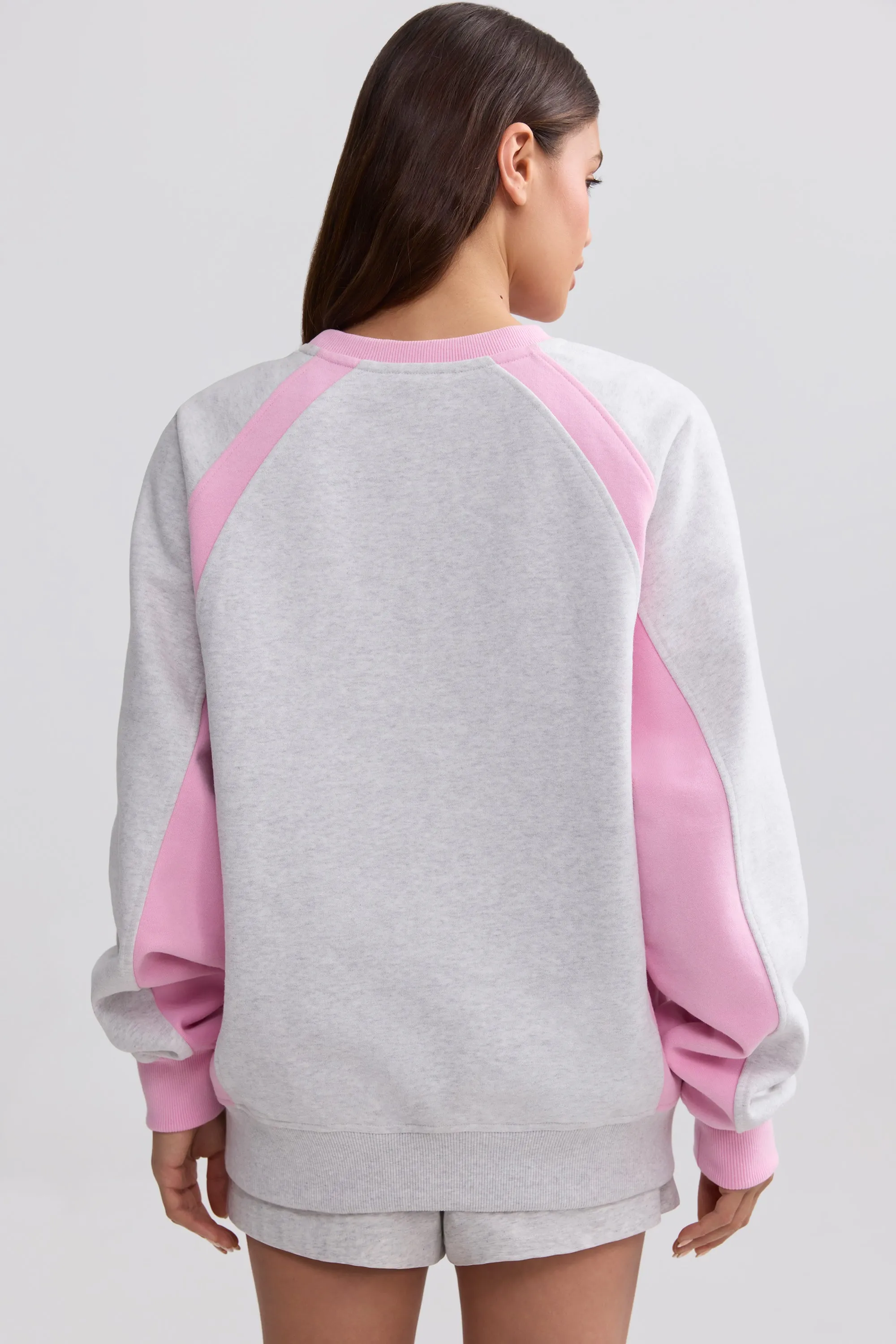 Soft Cotton Fleece Colourblock Oversized Sweatshirt in Grey Marl sold by Oh Polly product image thumbnail 2