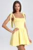 Draped Corset Mini Dress in Lemon Sherbet sold by Oh Polly