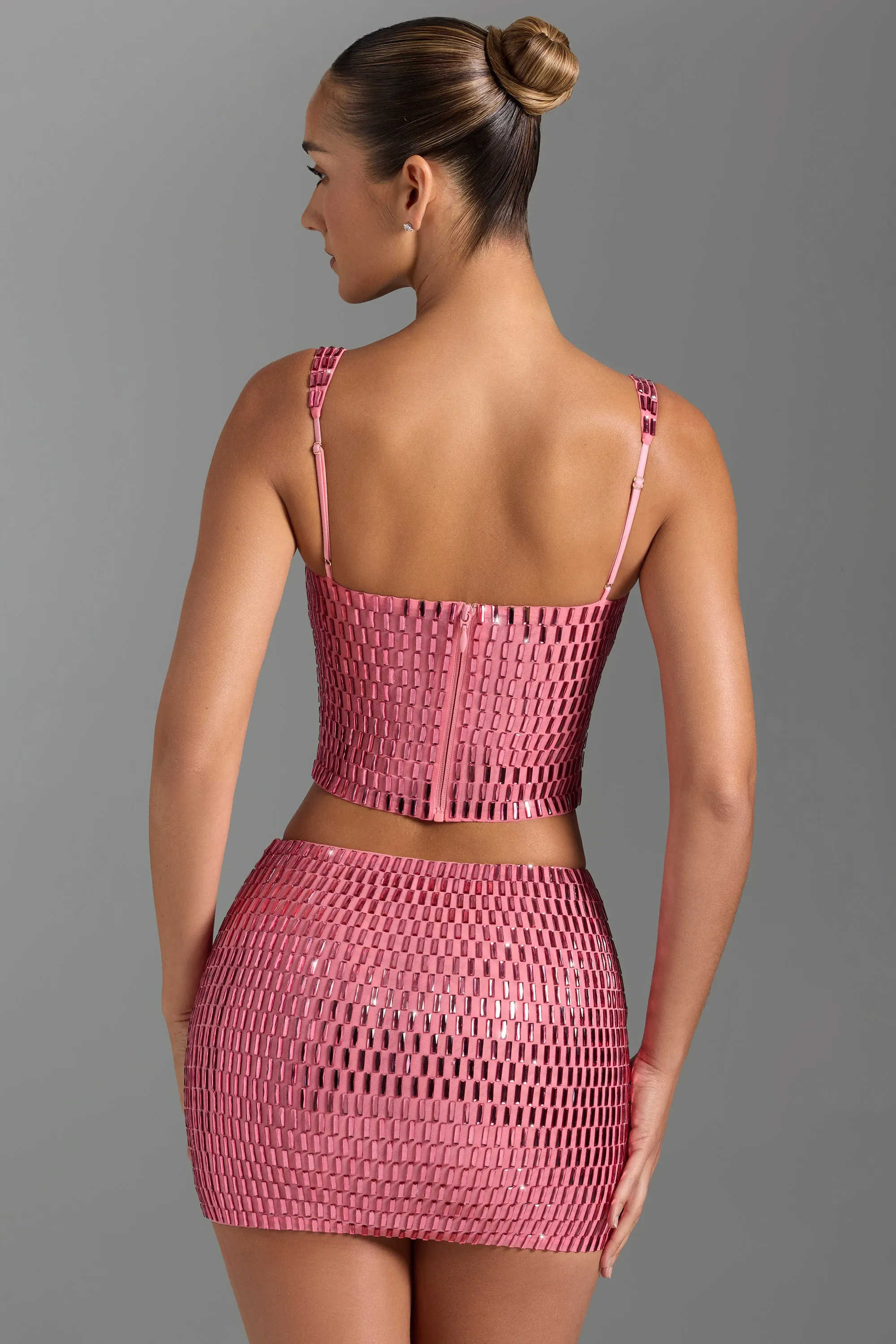 Embellished Low-Rise Micro Mini Skirt in Watermelon sold by Oh Polly product image thumbnail 2