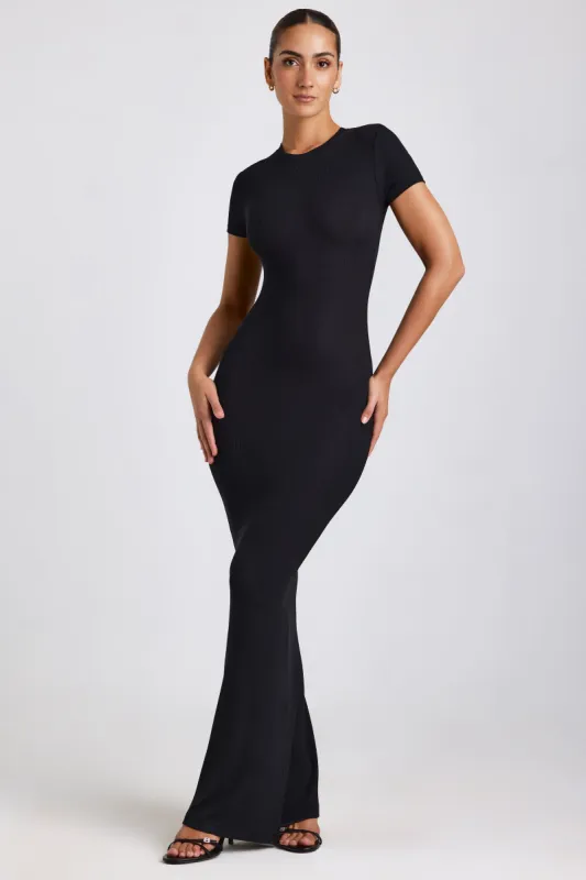 Ribbed Modal Maxi Dress in Black sold by Oh Polly