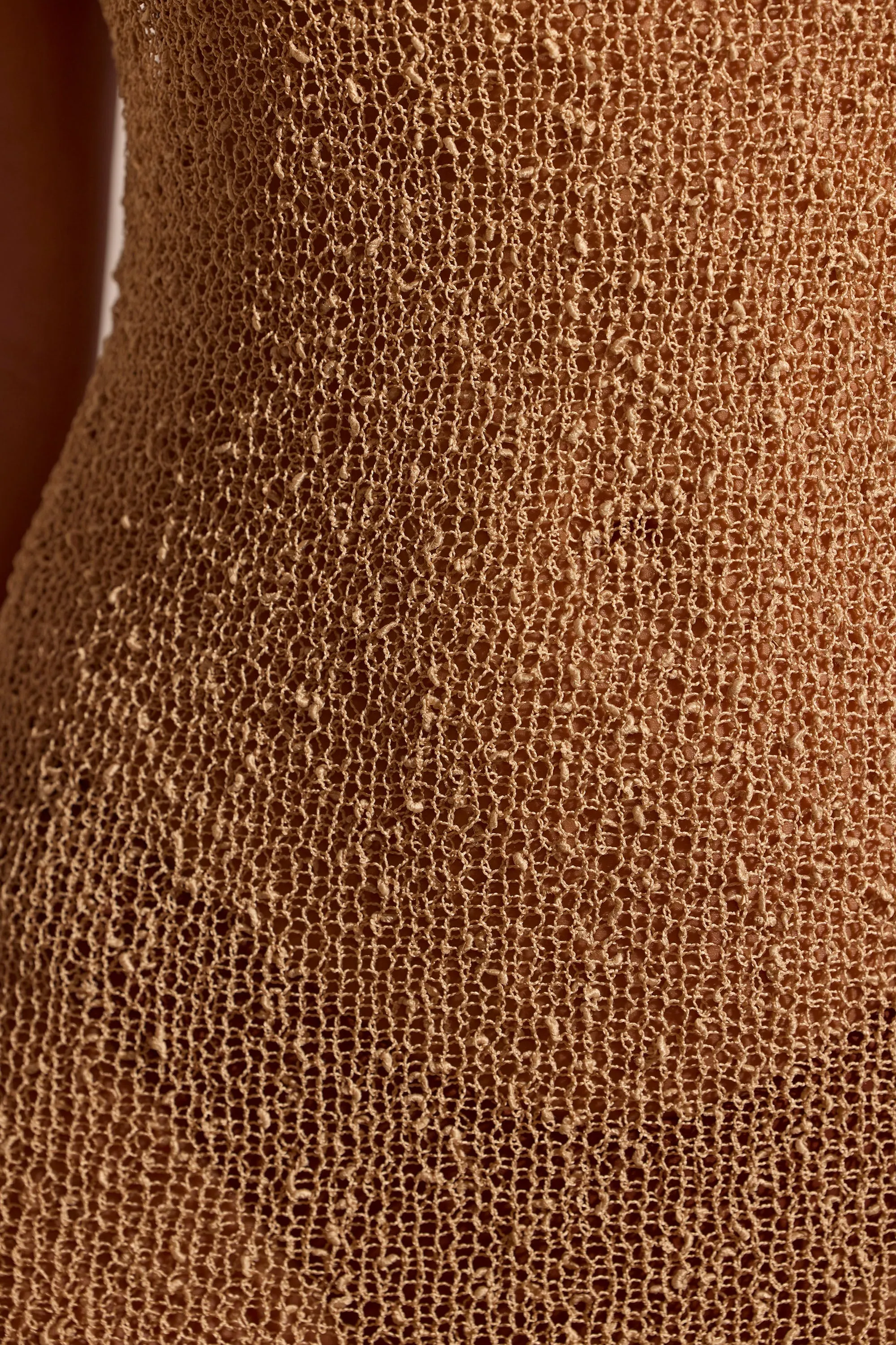 Crochet Knit Beach Midi Dress in Toffee sold by Oh Polly product image thumbnail 4