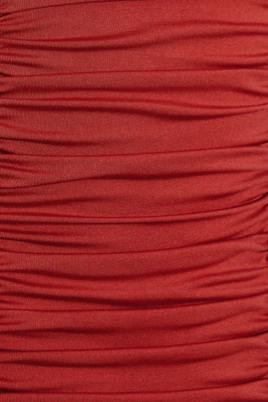 So Into You Ruched Bodycon Mini Dress in Red sold by Oh Polly