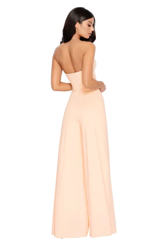 Don't Get It Twisted Cut Out Wide Leg Jumpsuit in Peach sold by Oh Polly