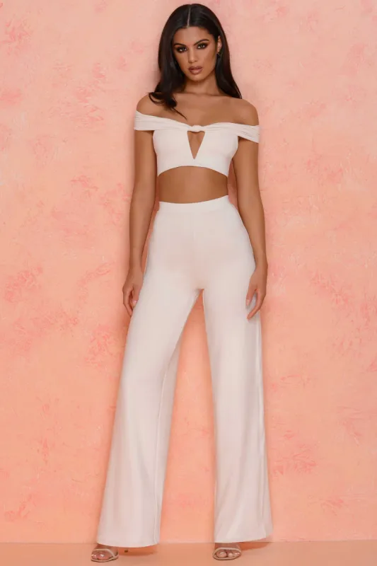 Low Key High Waisted Trousers in Ivory sold by Oh Polly