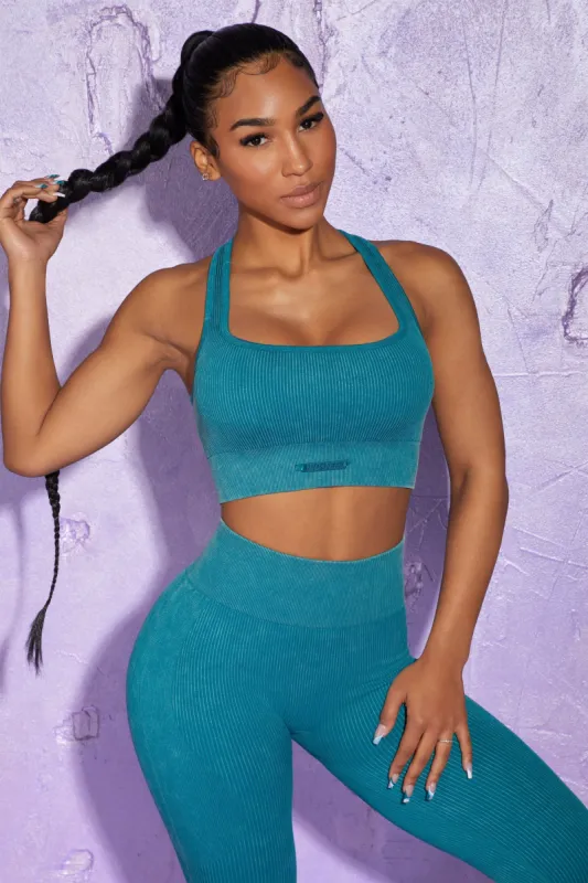 Square Neck Sports Bra in Teal sold by Oh Polly