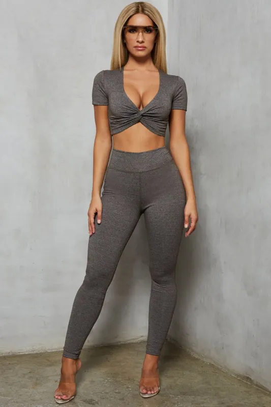 Clean Cut High Waisted Loungewear Leggings in Charcoal sold by Oh Polly