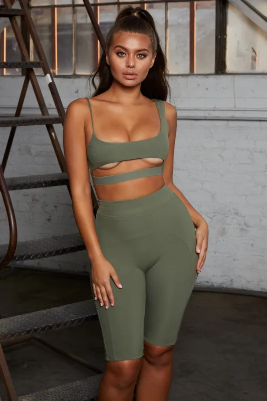 Caught Short Underbust Crop Top in Khaki sold by Oh Polly