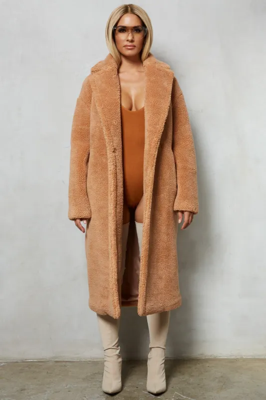 Bear Oversized Boyfriend Coat in Brown sold by Oh Polly