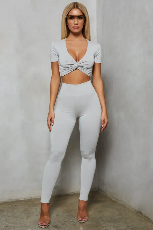 Clean Cut High Waisted Loungewear Leggings in Grey sold by Oh Polly