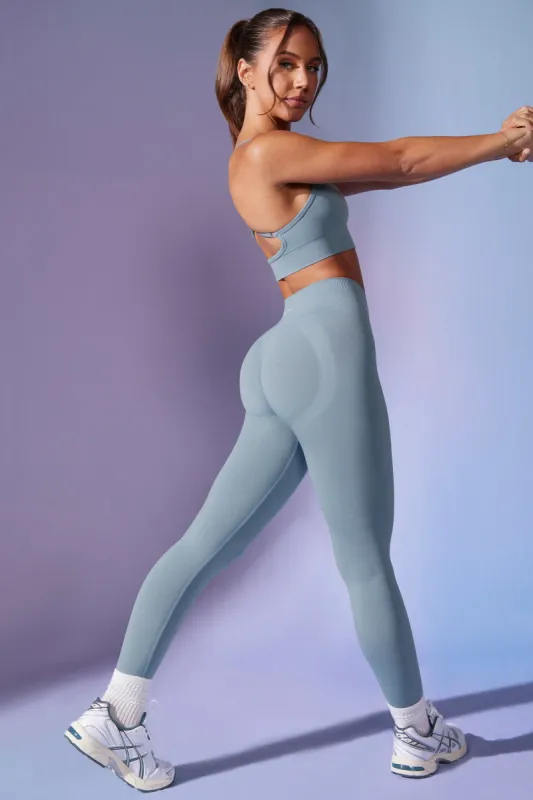 Petite High Waist Define Luxe Leggings in Denim Blue sold by Oh Polly