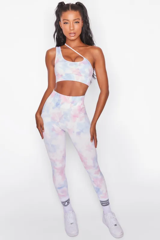 Evolve Seamless Asymmetric Crop Top in Tie Dye sold by Oh Polly